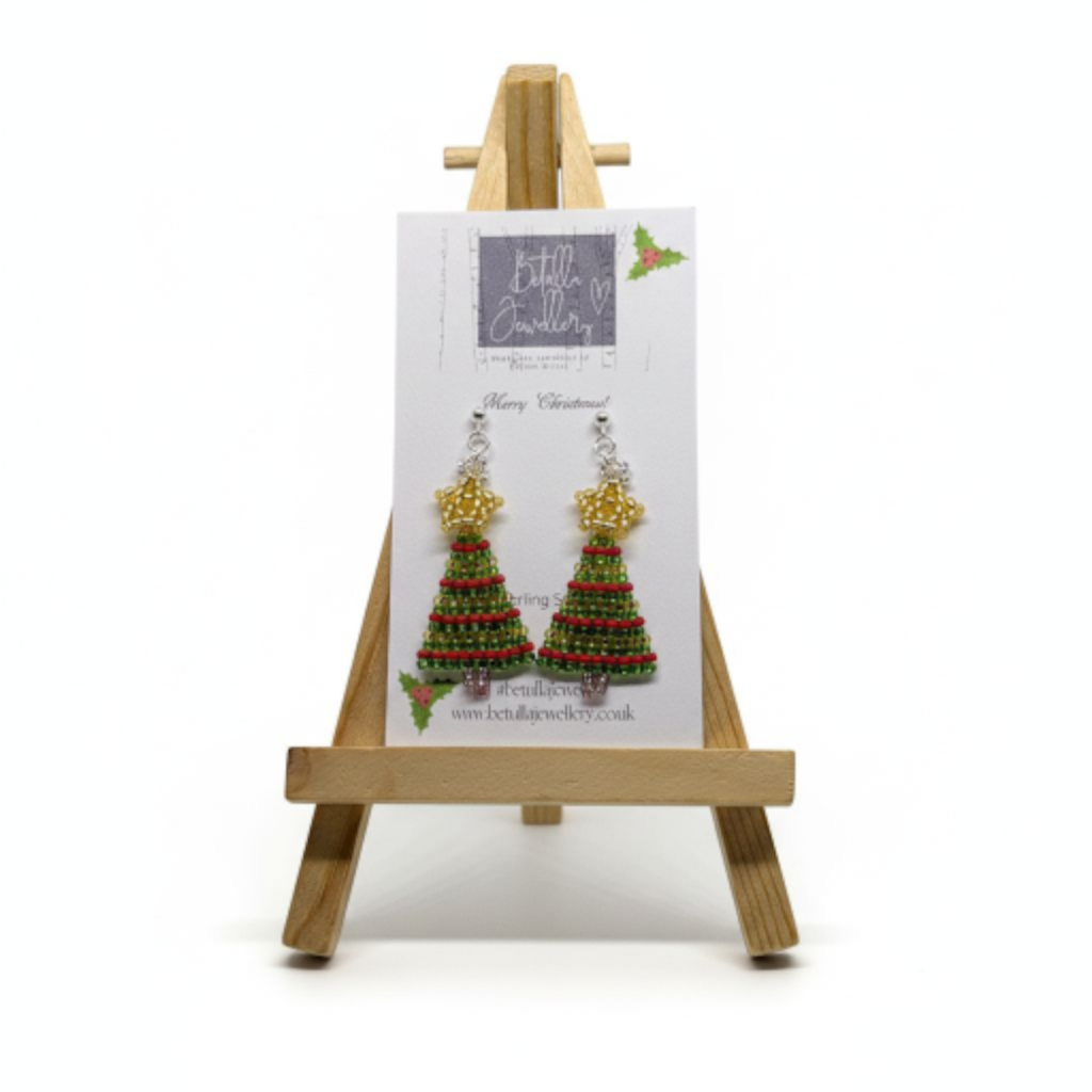 Christmas Tree Beadwork earrings