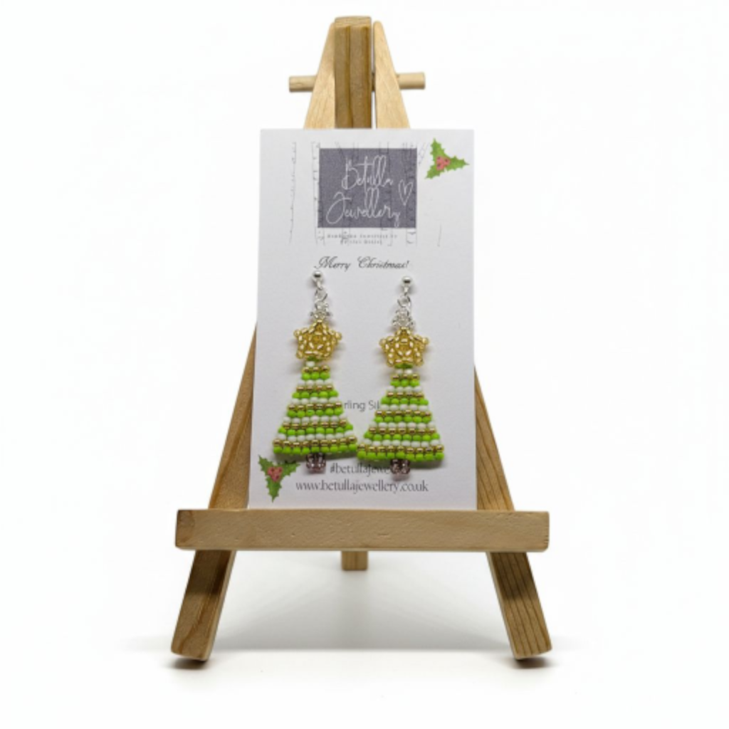 Christmas Tree Beadwork earrings