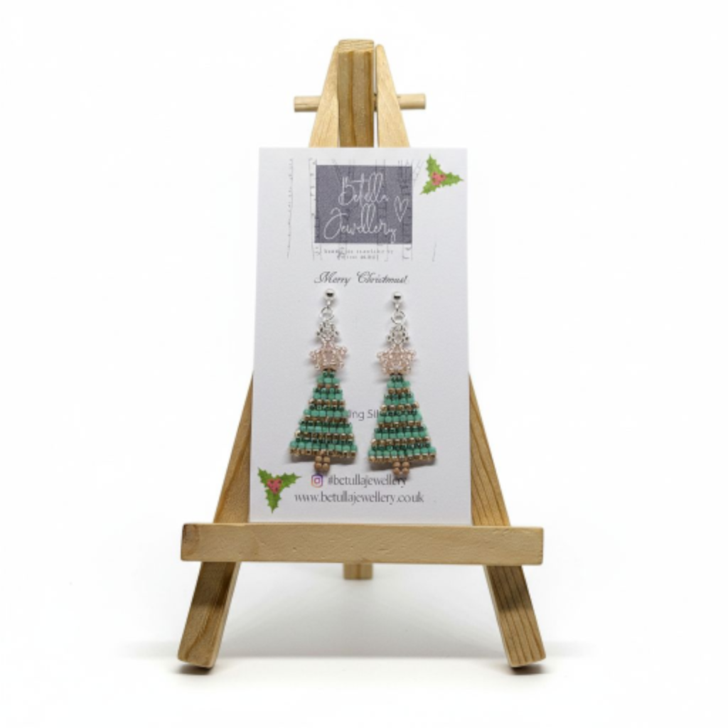 Christmas Tree Beadwork earrings