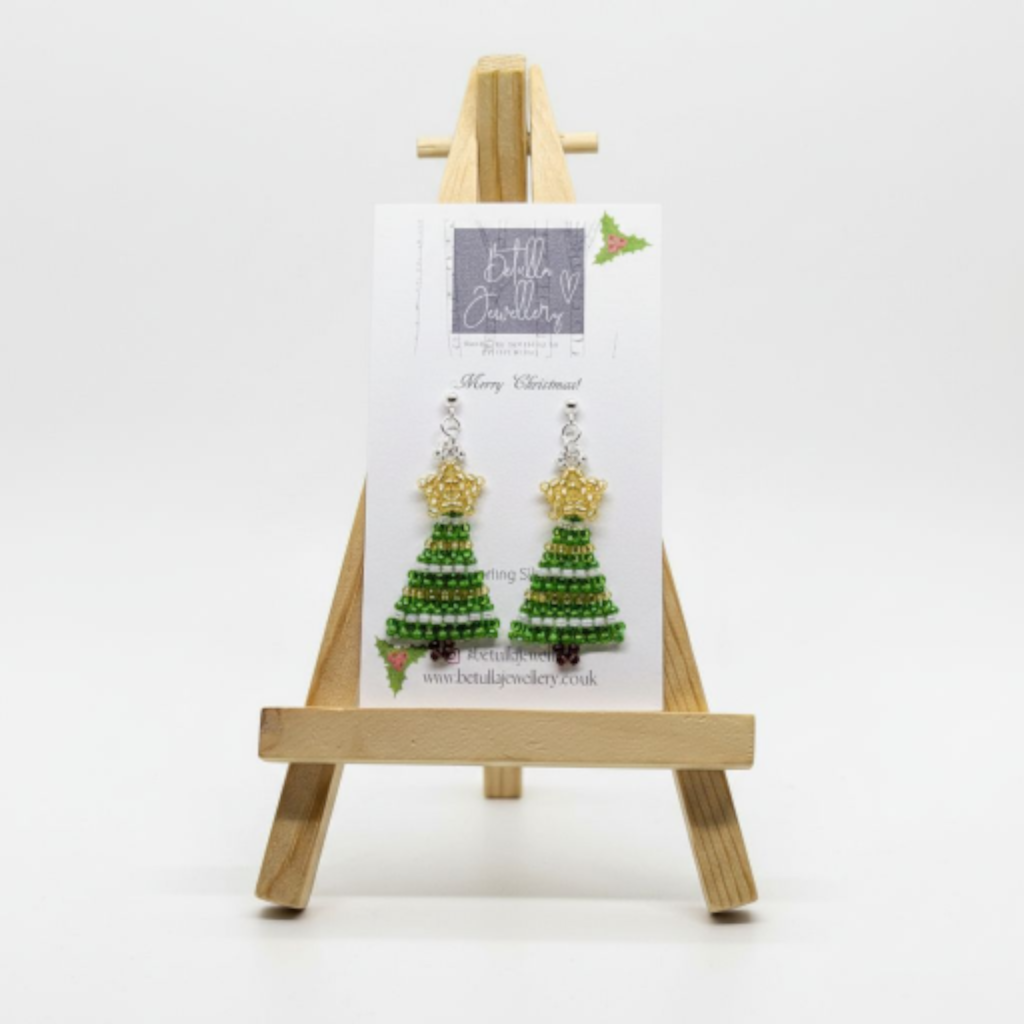 Christmas Tree Beadwork earrings